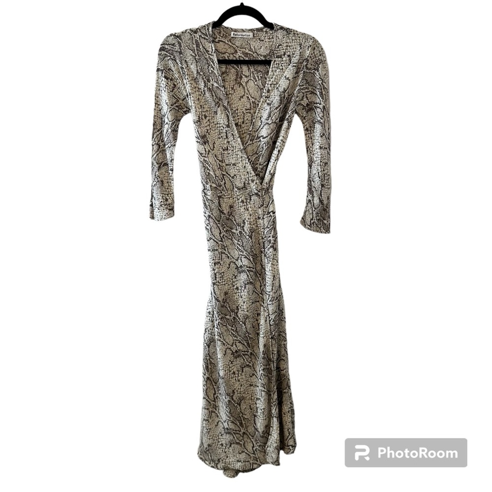 Reformation Jaz Python Snake Print Midi Dress - image 4